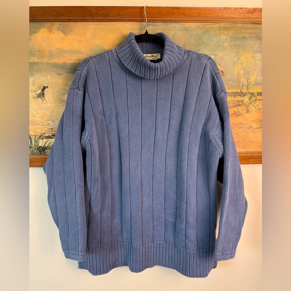 Eddie Bauer Sweaters - Vintage Eddie Bauer blue turtleneck fisherman core knit sweater - size Large